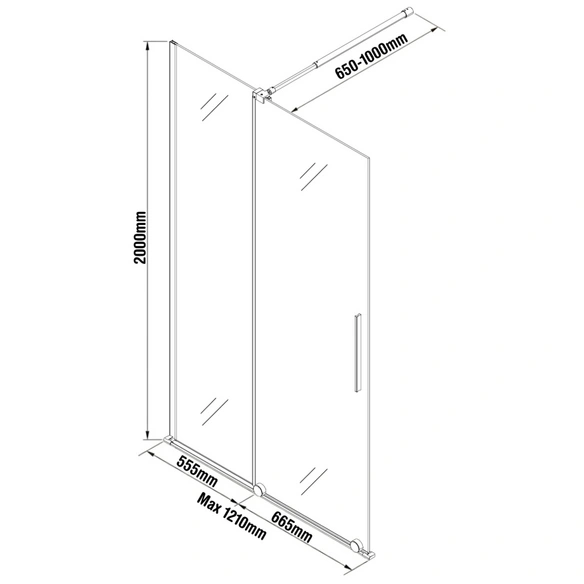Schiebetür »S9«, Für Walk-In, BxH: 120 x 200 cm, Klarglas, silberglanz