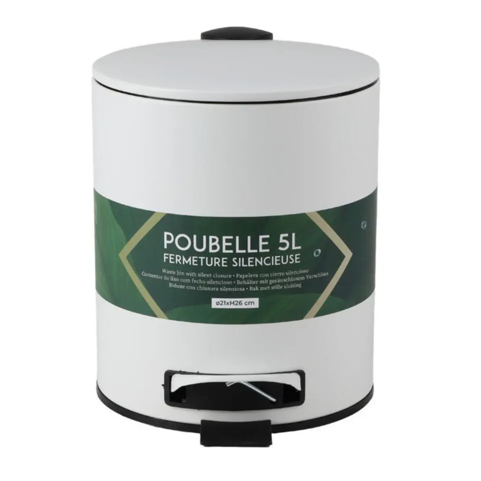 Urban Living Pedaalemmer Toulon - ivoor wit - 5L - metaal