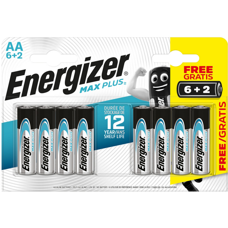 Pile alcaline AA Max Plus 1,5V 6   2 gratuites ENERGIZER