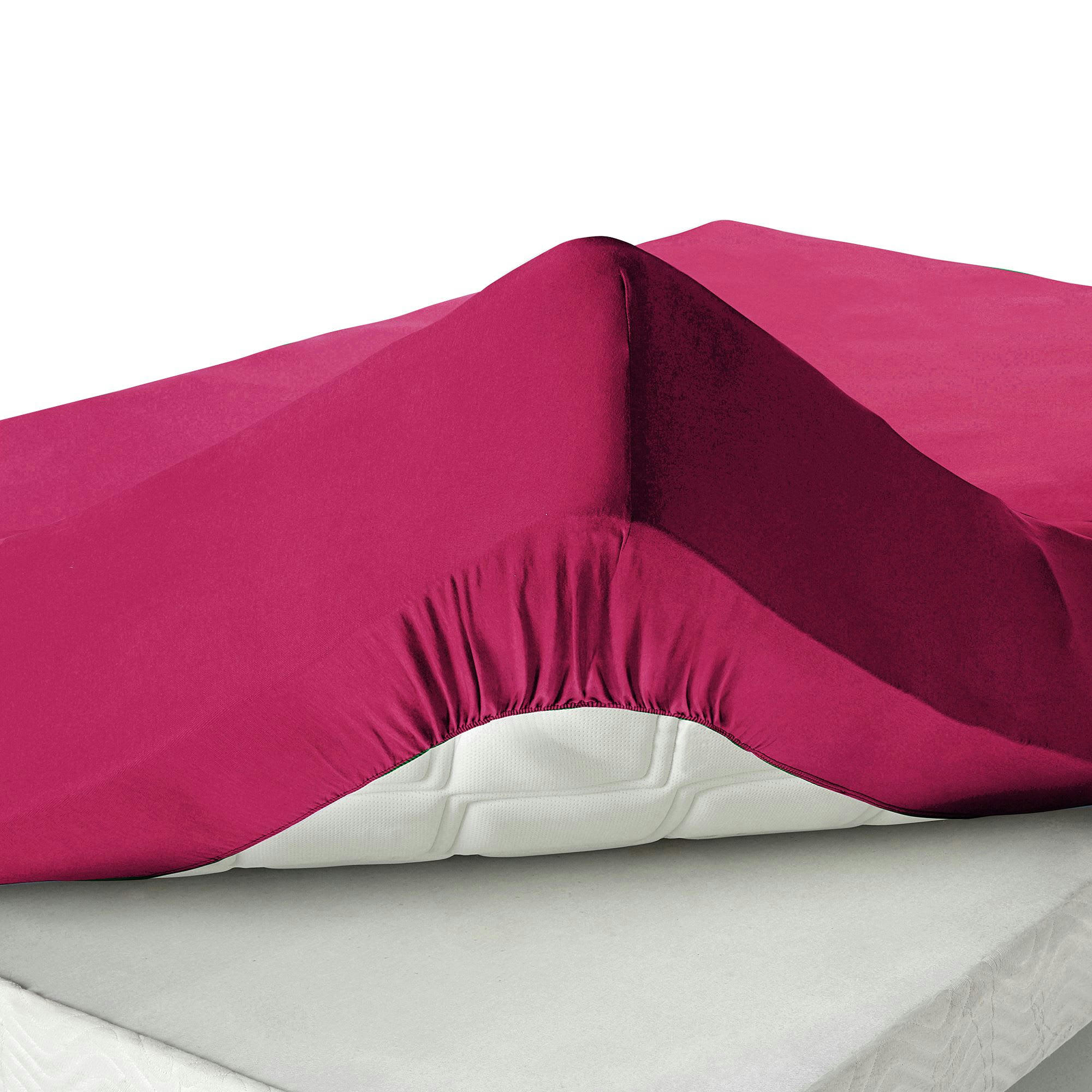 GRANDS BONNETS - Drap-housse grand bonnet 90x200x30 rose fuchsia en coton