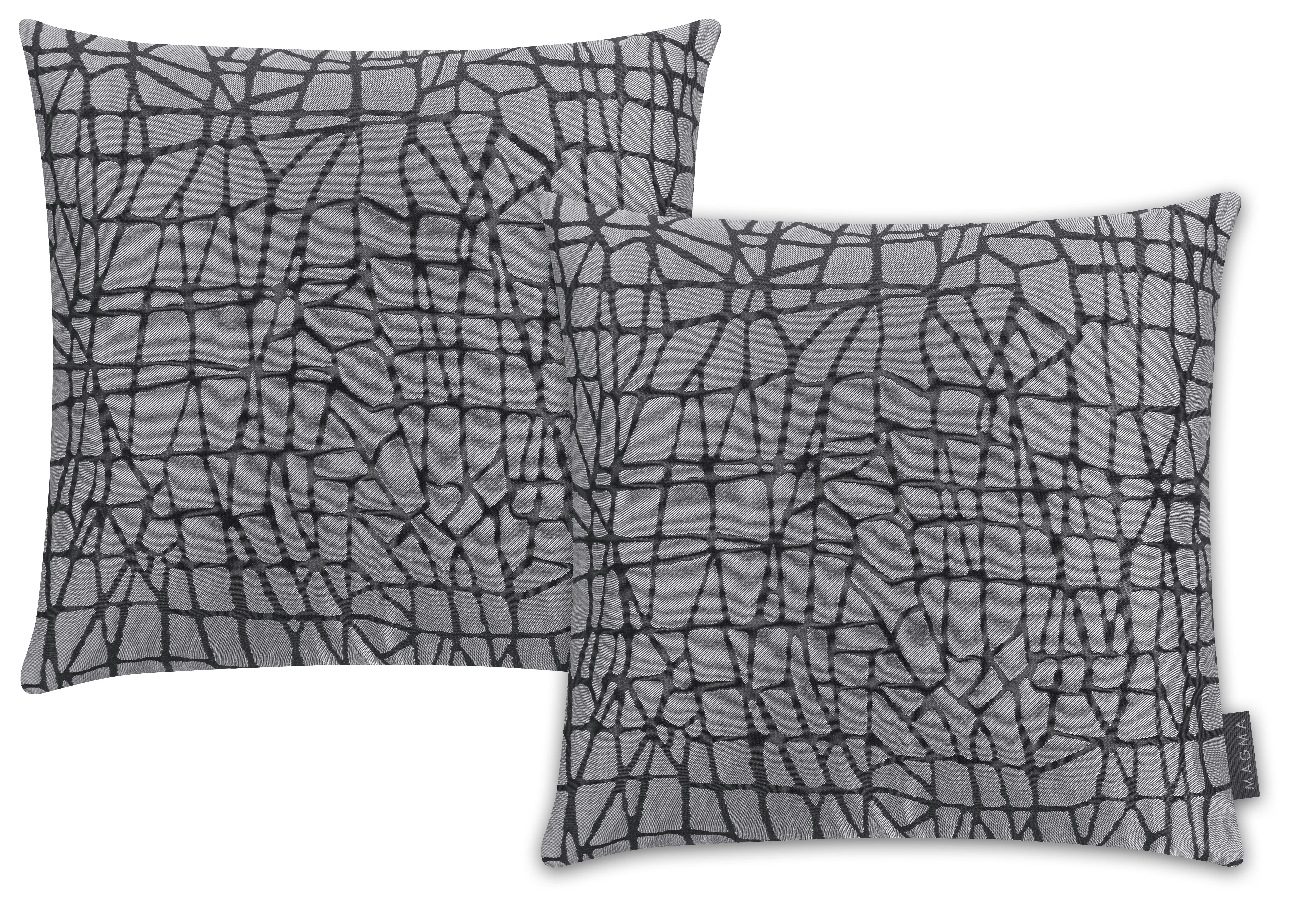 CELESTE - Housses de coussin jacquard motif graphique gris/noir-Lot de 2-40X40cm