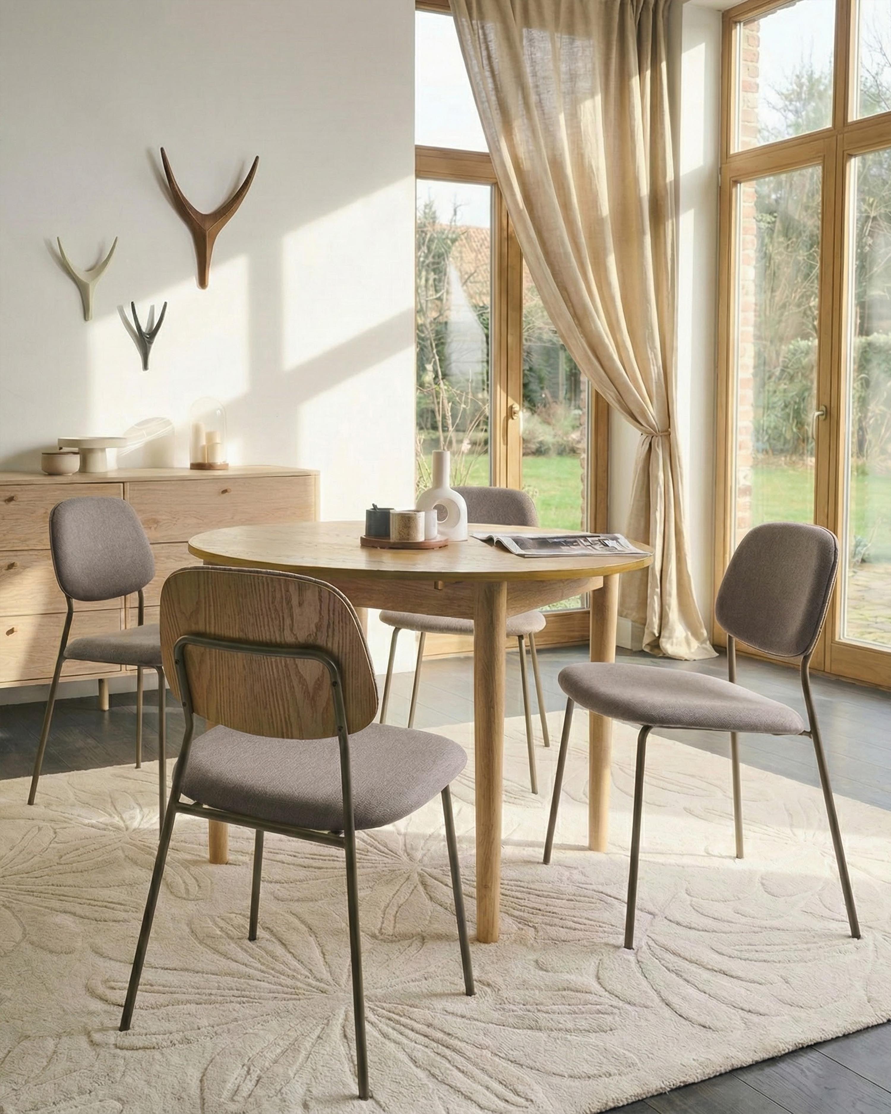 Set of 4 Dining Chairs RILEY Fabric Taupe