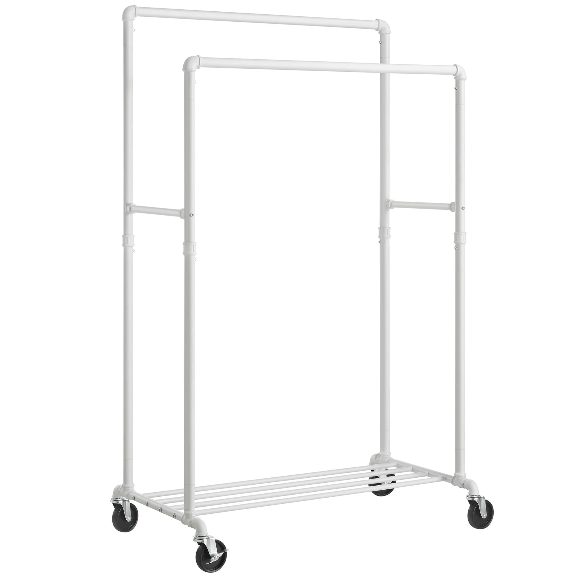- Portant à vêtements à roulettes en acier blanc