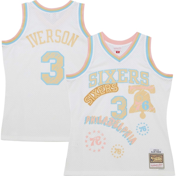 Allen Iverson Philadelphia 76ers 2002/03 Swingman Sidewalk Sketch Jersey - White