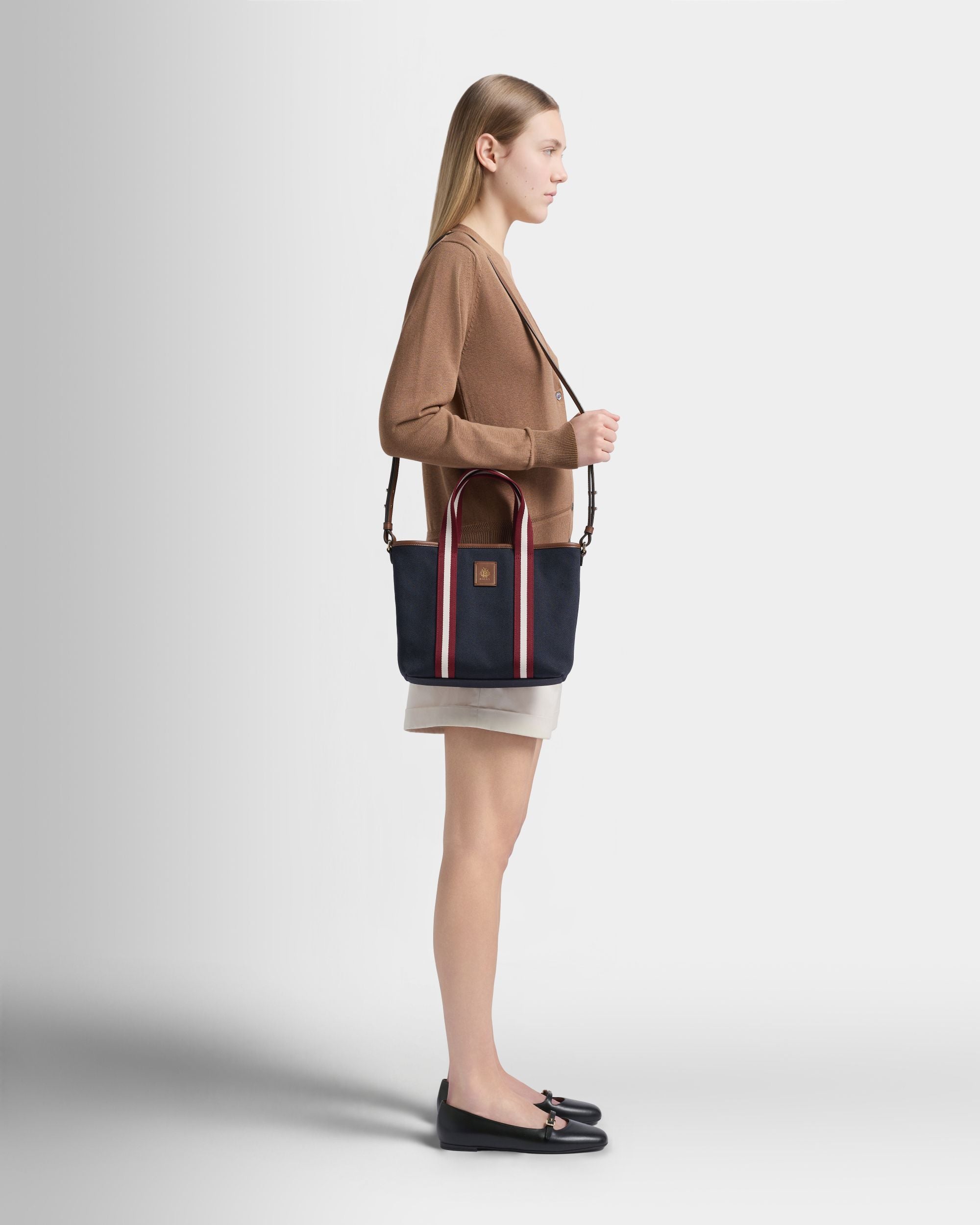 Edelbliss Tote Bag aus Canvas in Navy Blue mit Bally-Ribbon-Detail