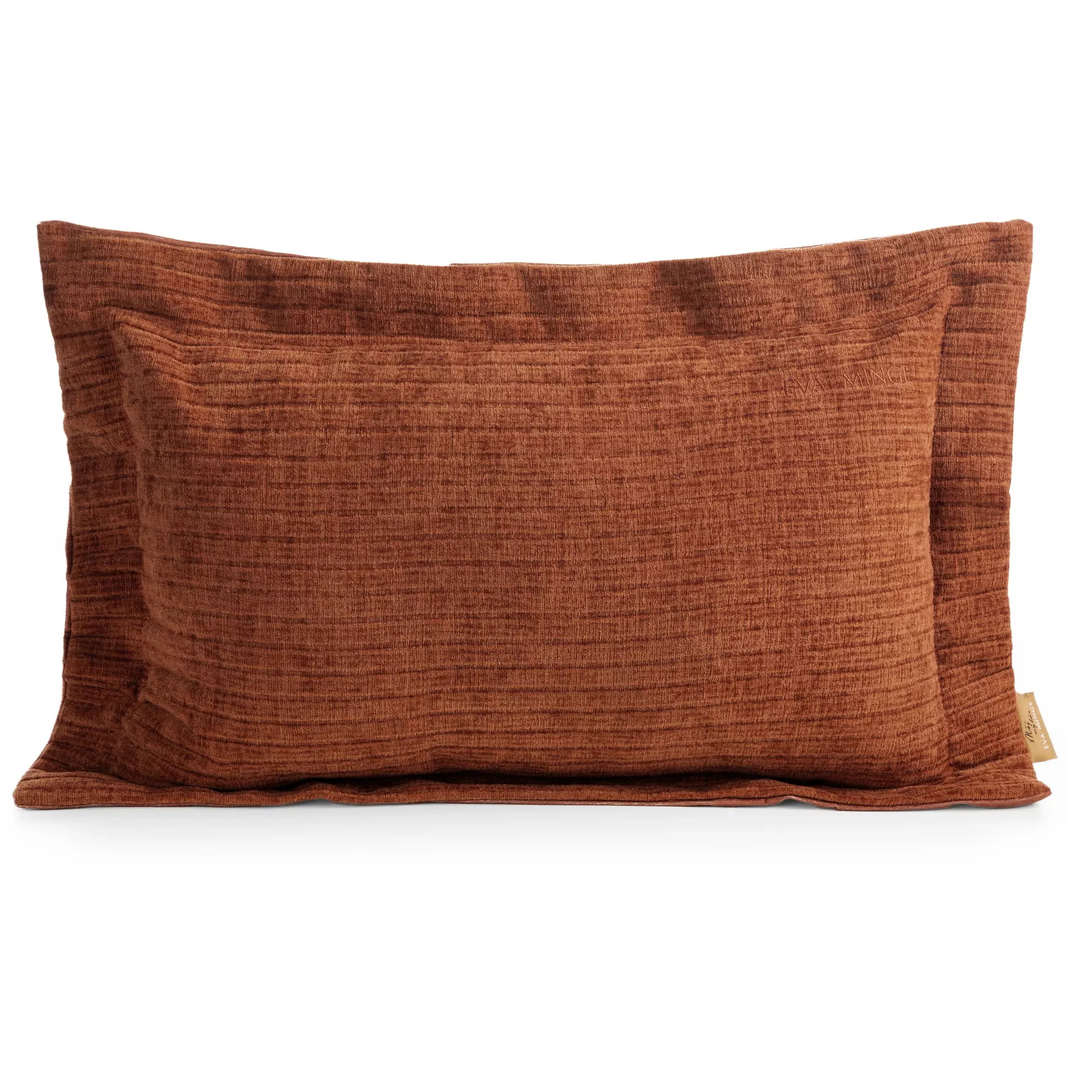 Poszewka na poduszkę40x60 cm z szenilowej tkaniny ceglasta w drobne prążki Eva Minge Elegante