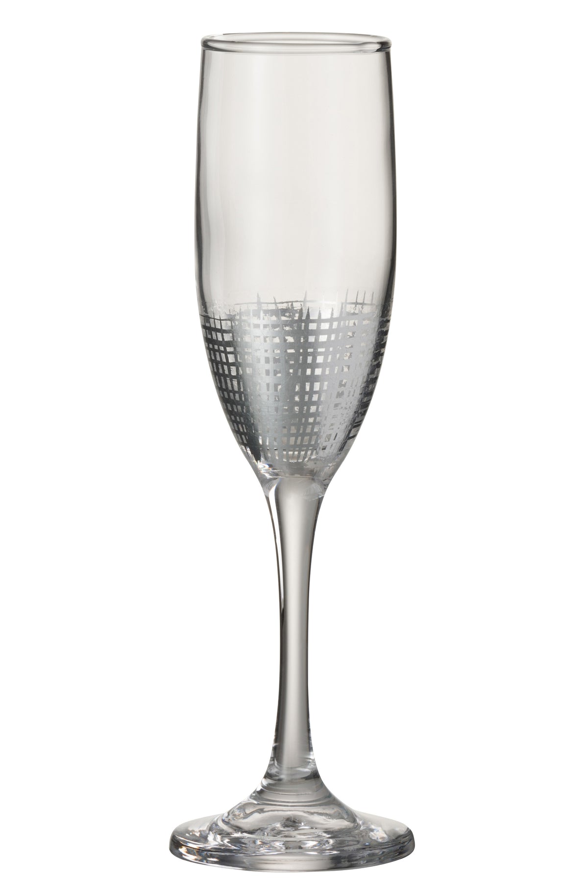 J-Line glas champagne Raster - glas - zilver/transparant - 4 stuks