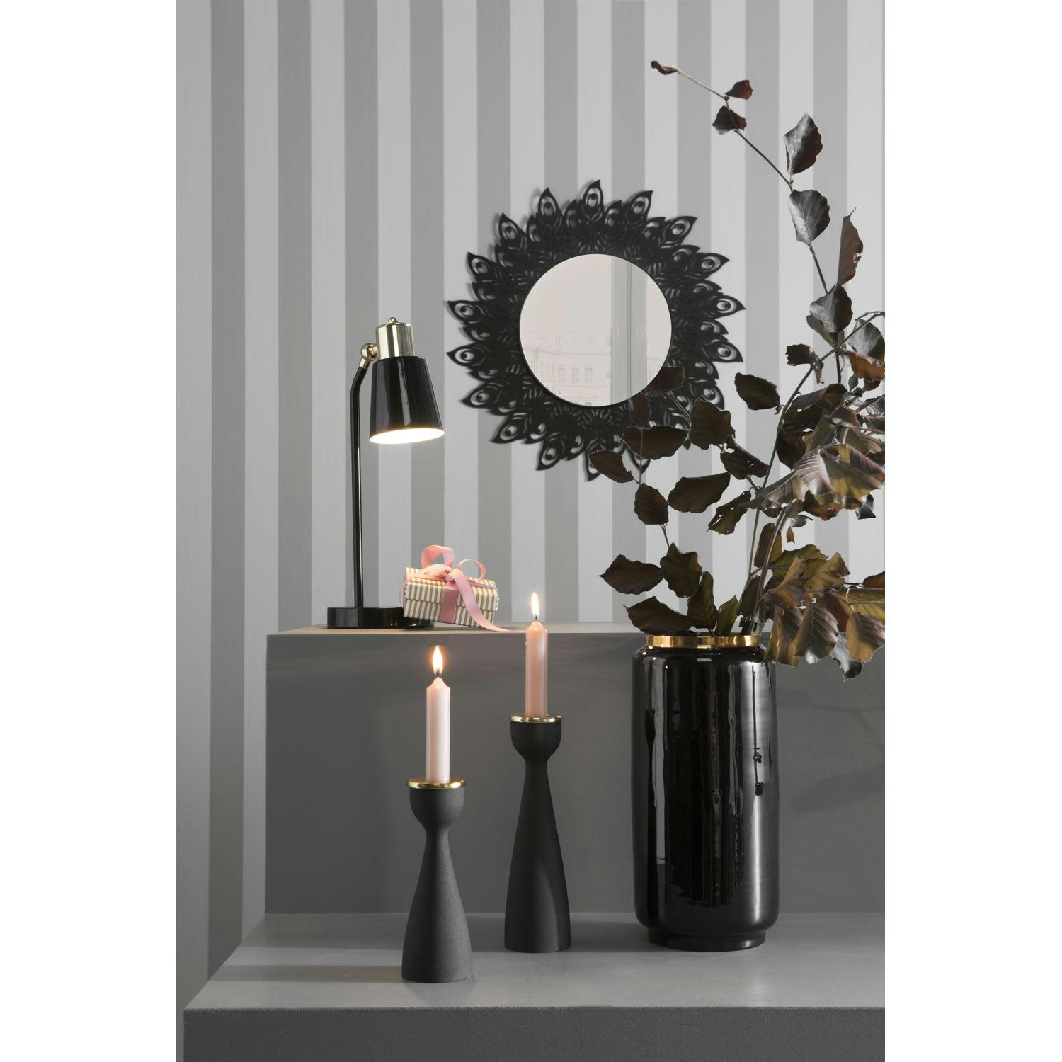 PLUME - Miroir en métal filaire diam. 60 cm noir