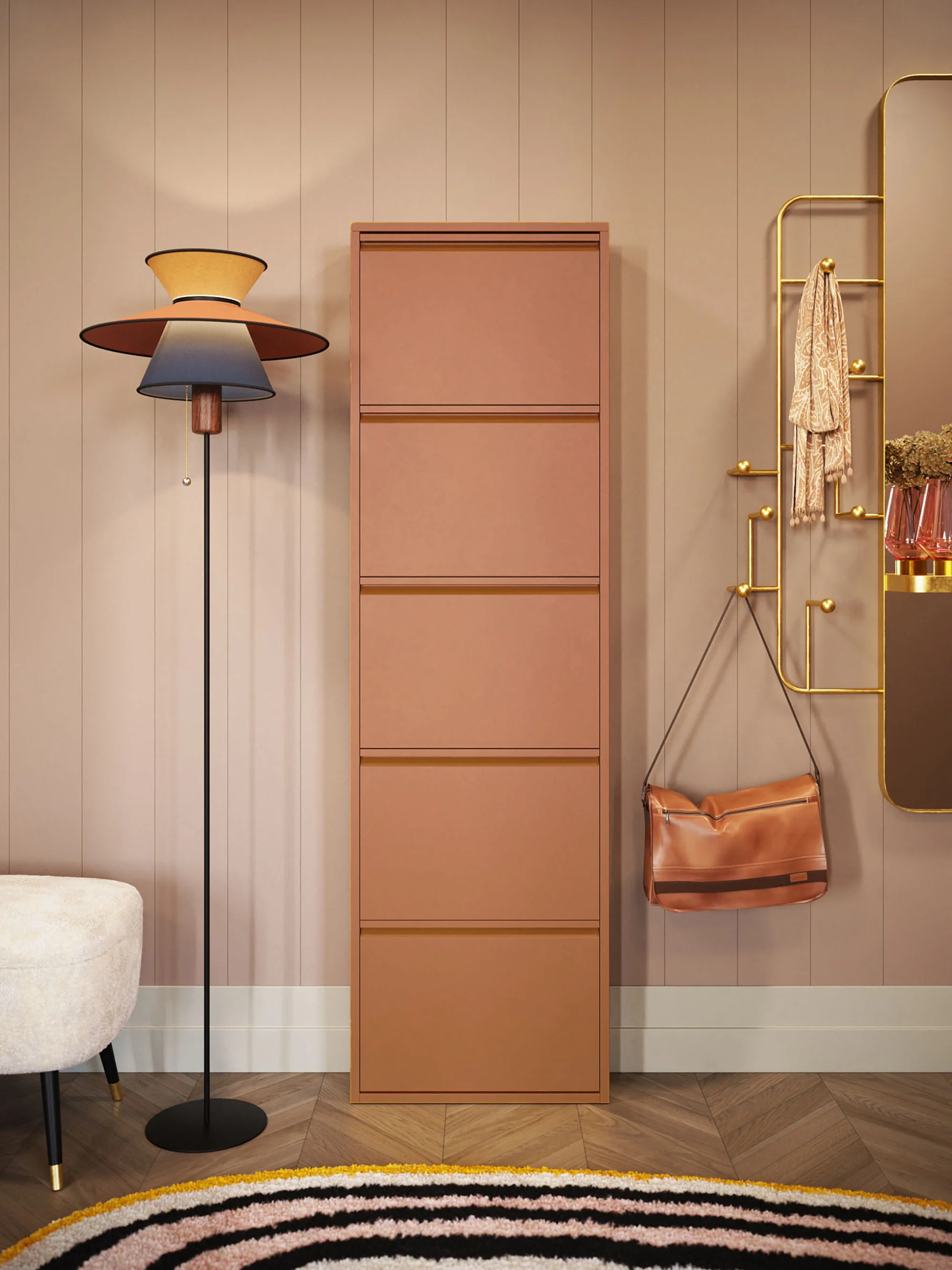 Wand-Schuhschrank Caruso mit Klappfächern