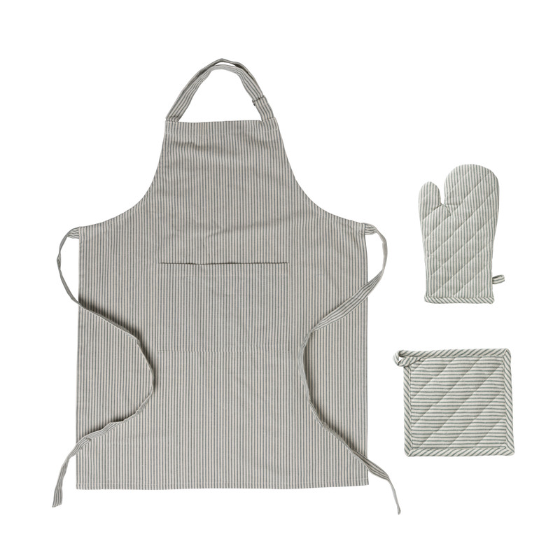 Pannenlap gestreept - groen/wit - 20x20 cm