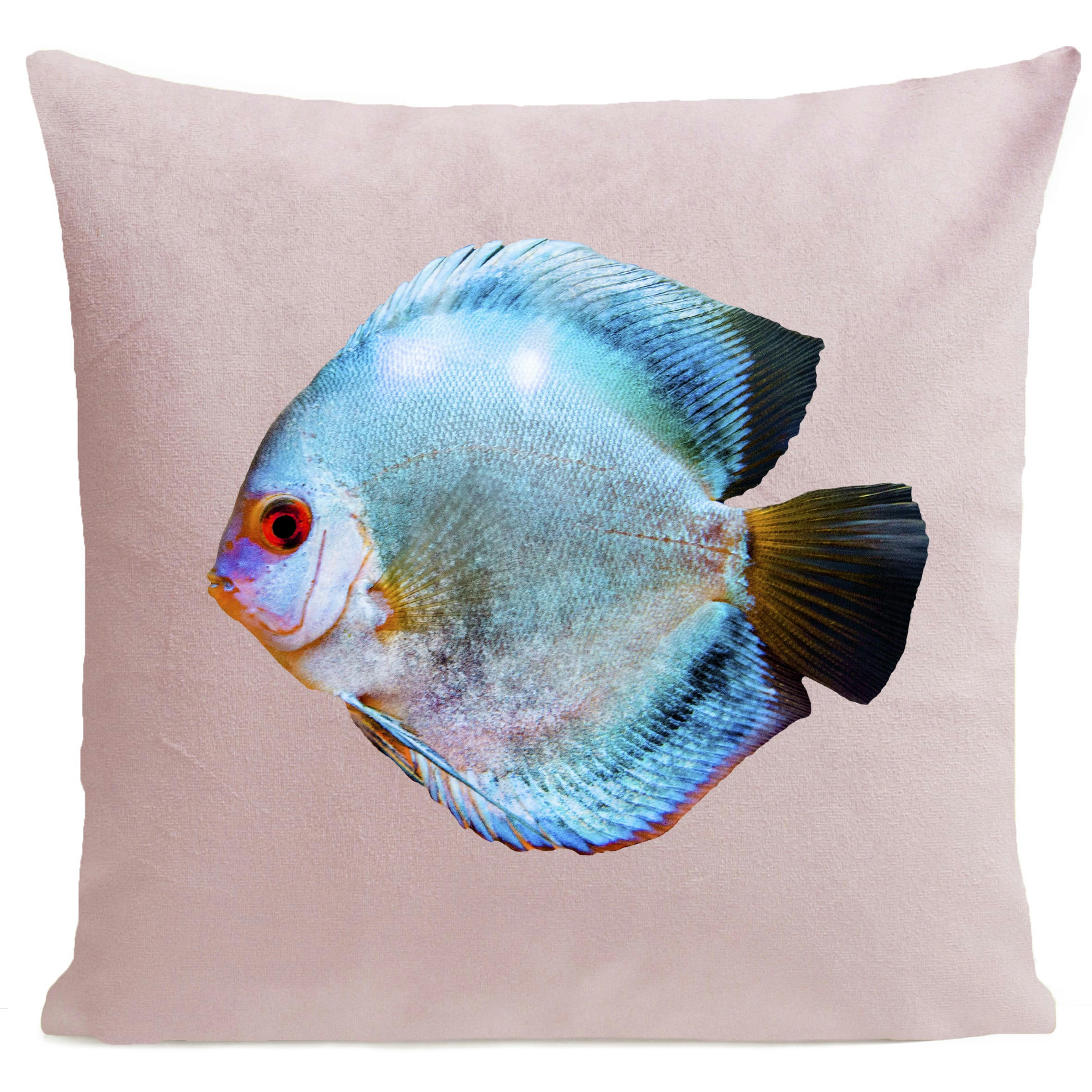 - Coussin bord de mer poisson suédine rose 40x40cm