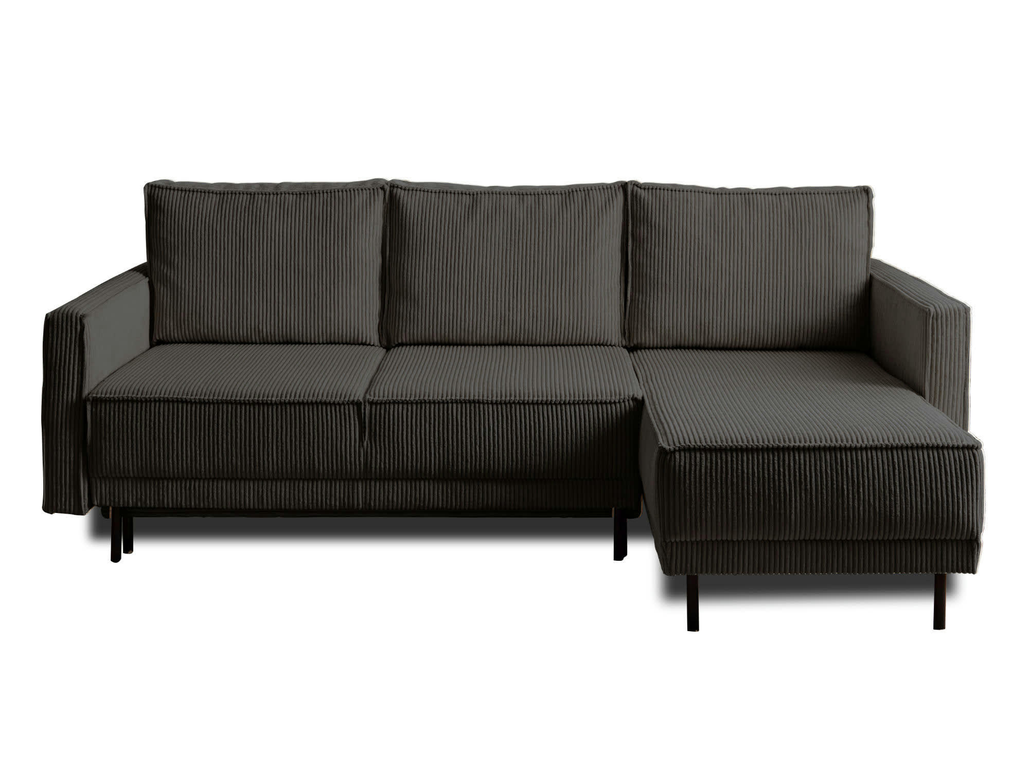 CHARLIE - Canapé d'angle réversible convertible 4 places en velours côtelé gris