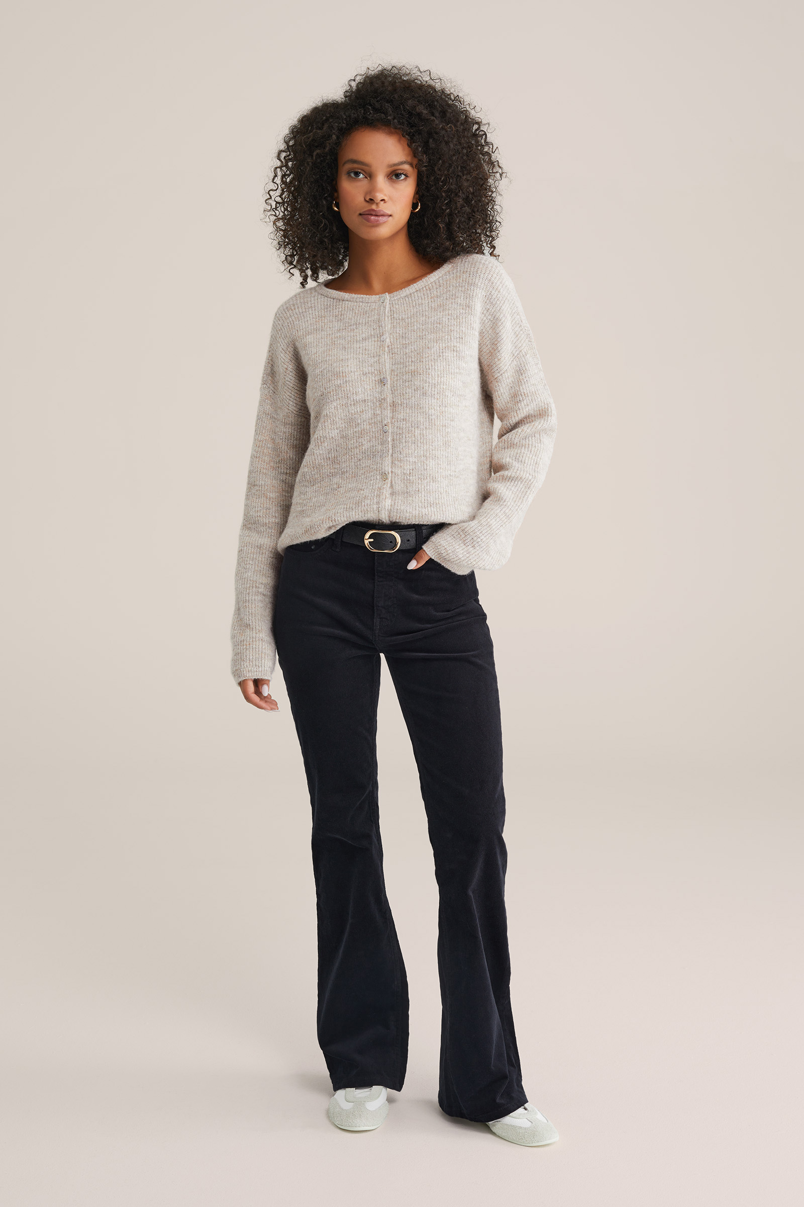 Dames flared broek van corduroy