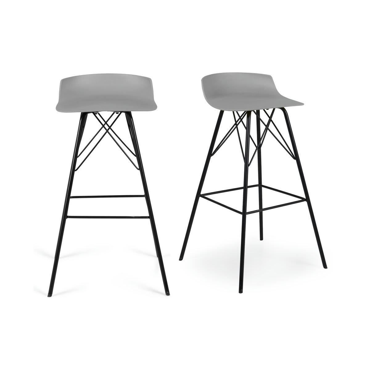 TOREDIO - Lot de 2 tabourets de bar gris