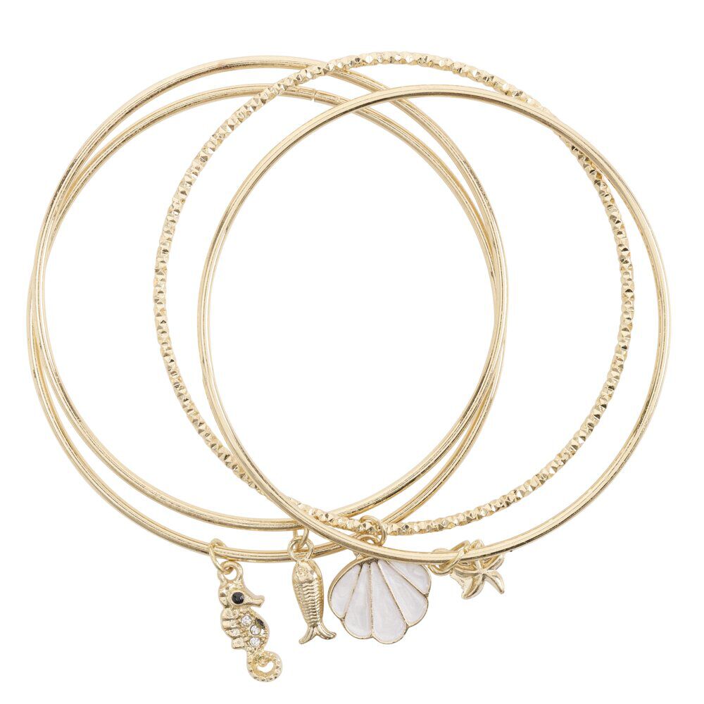 Bracelet jonc x4 avec pampilles métal doré