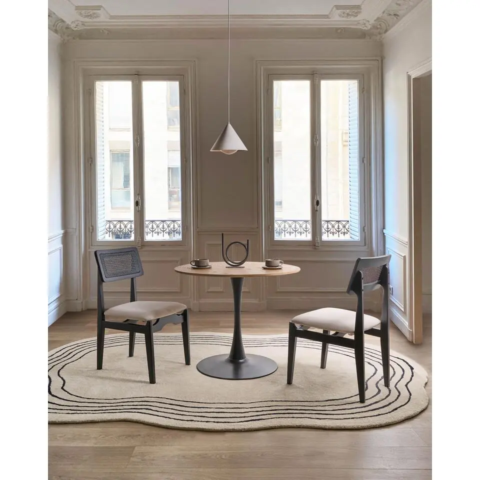 RUBONIA - Eetkamerstoel set van 2 - Zwart - Rubberhout/Polyester