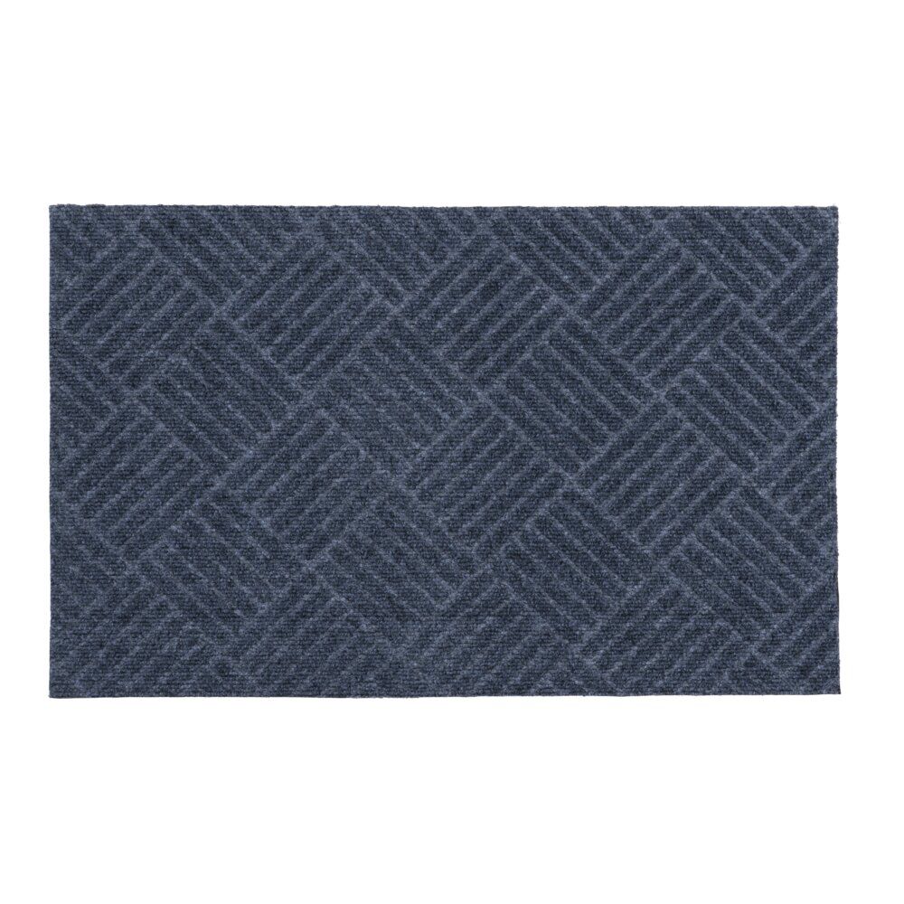Tapis d'entrée motifs losanges striés gris foncé 50x80cm