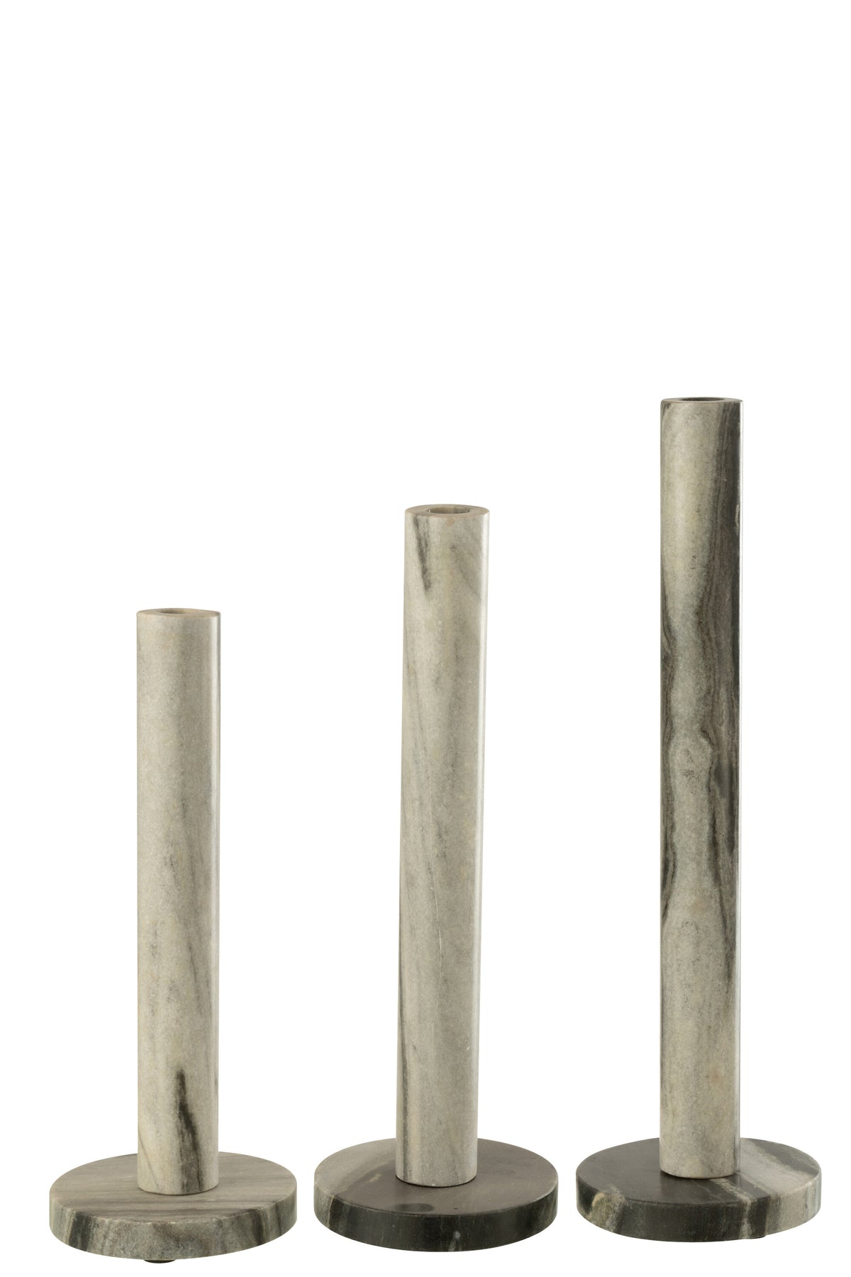 J-Line kaarshouder Marmer - steen - zwart/grijs - set van 3