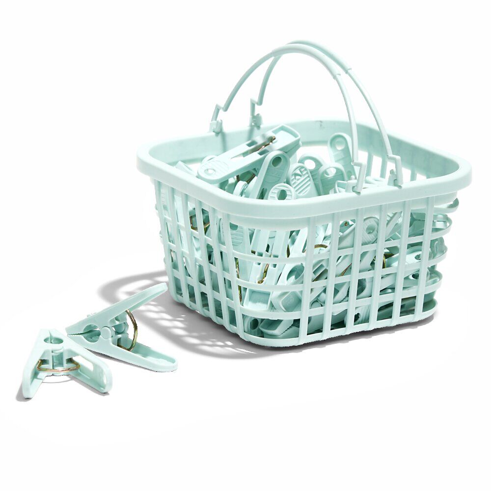Lot de 30 pinces à linge avec panier