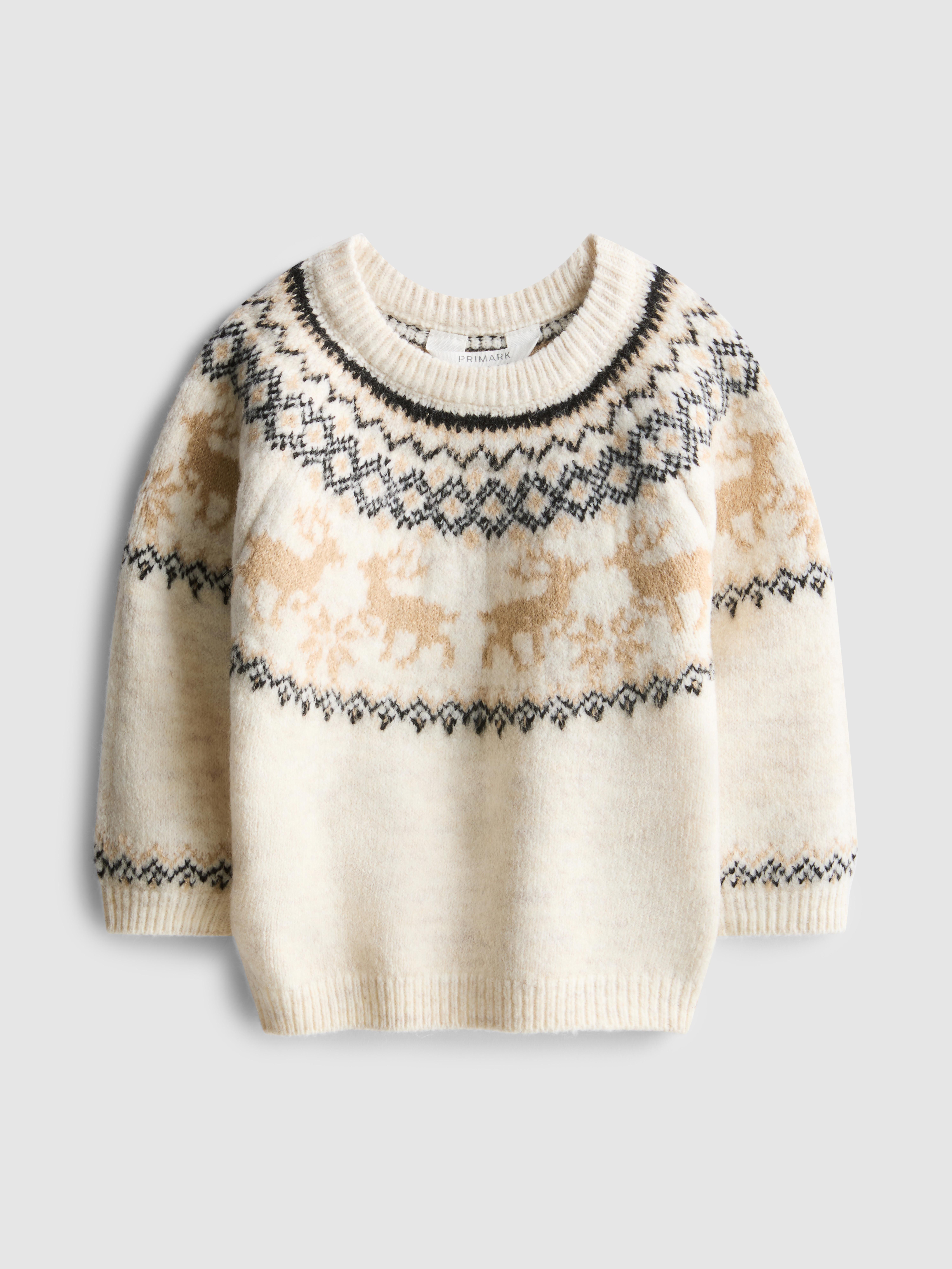 0-36mths | Baby's Reindeer Fair Isle Family Christmas Sweater