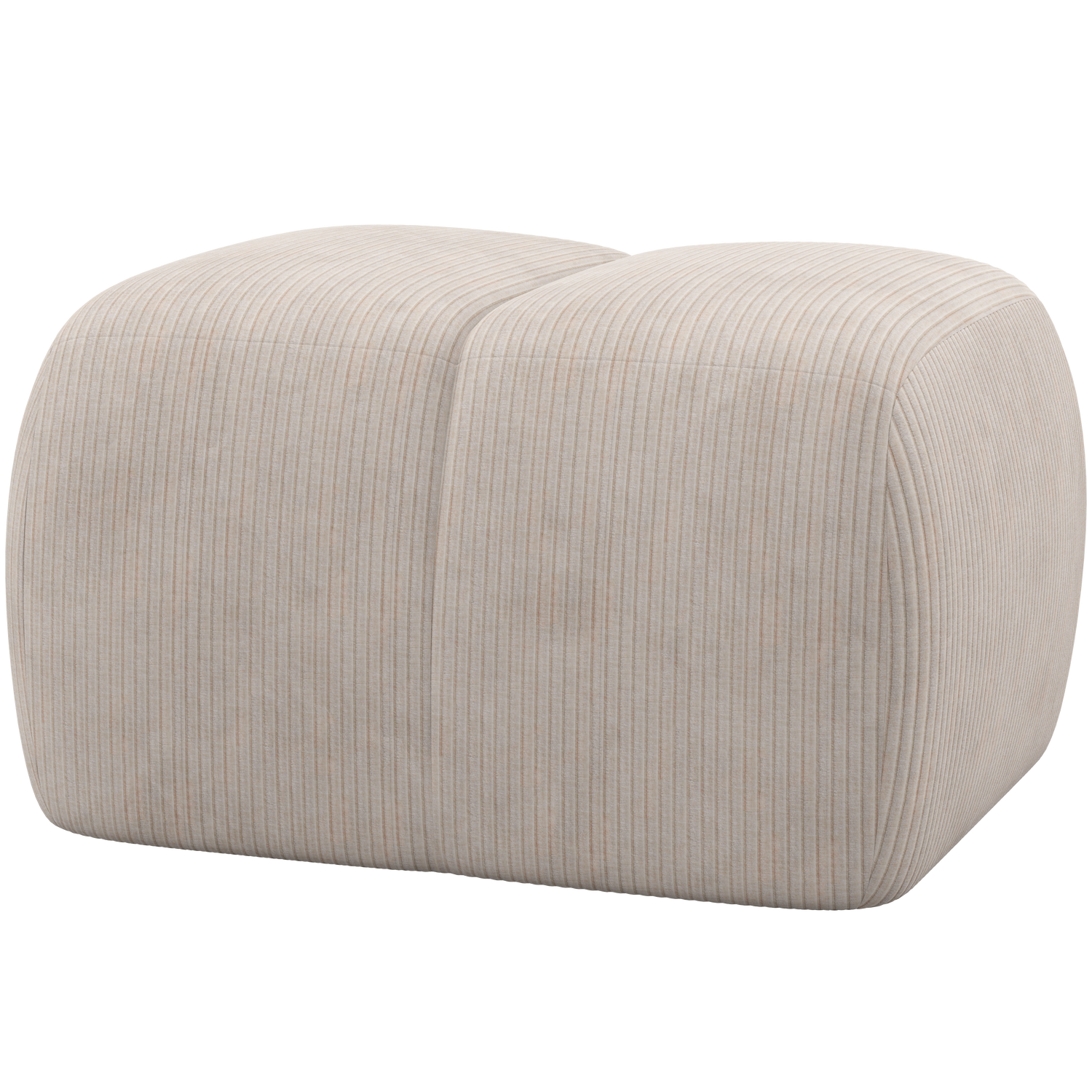 WOOOD poef Mojo - Ribstof - Ecru - 45x84x64