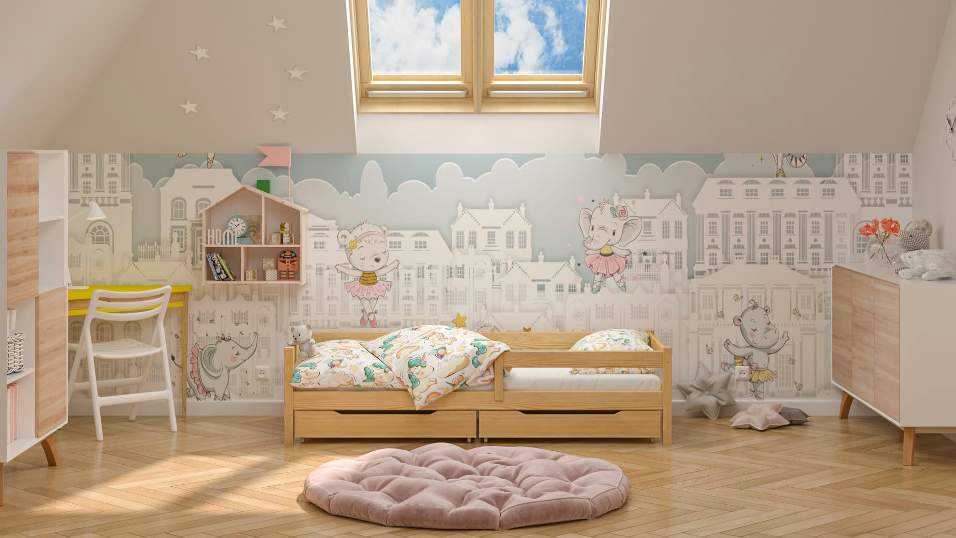 - Lit simple en pin massif 180x80 naturel