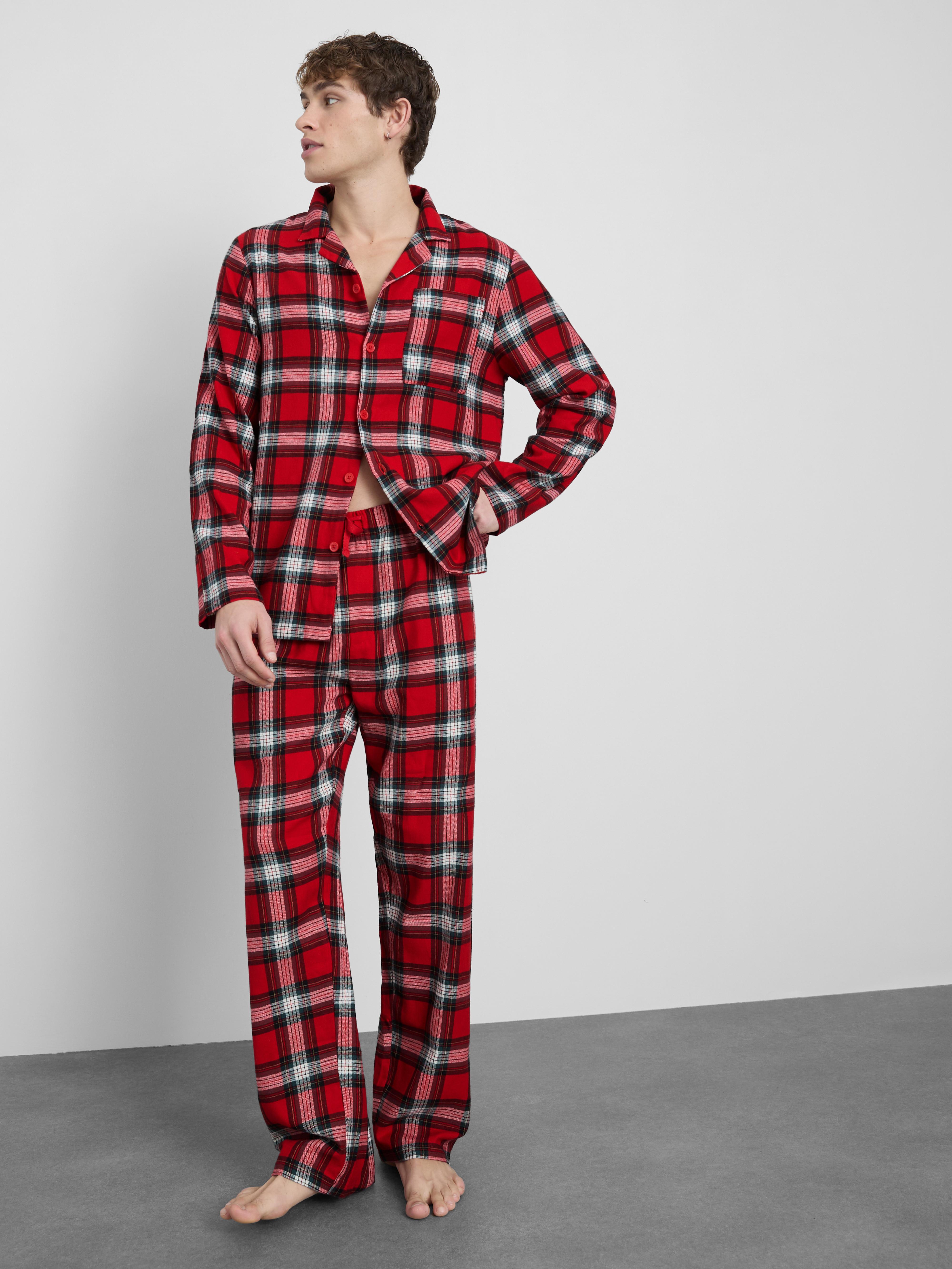 Men's Pure Cotton Red Check Family Christmas Pajamas