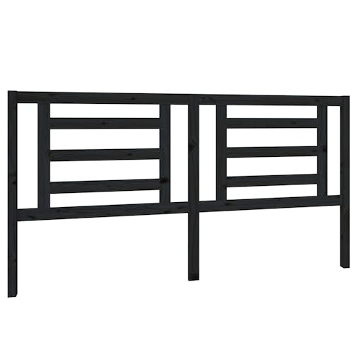 NNEVL Bed Headboard Black 186x4x100 cm Solid Wood Pine