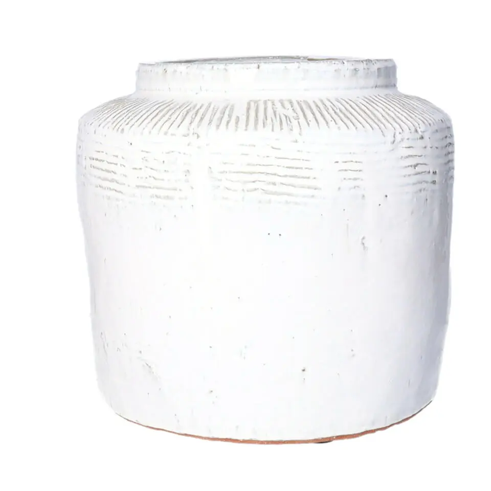 Countryfield Bloemenvaas pot Gayle - wit - L26 x B26 x H24cm