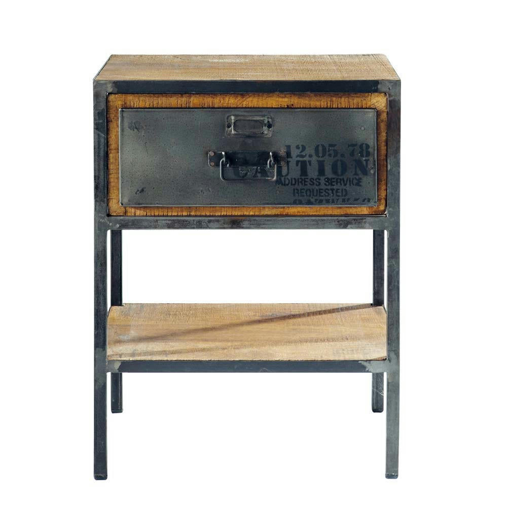 Manufacture - Table de chevet avec tiroir en métal noire L 45 cm