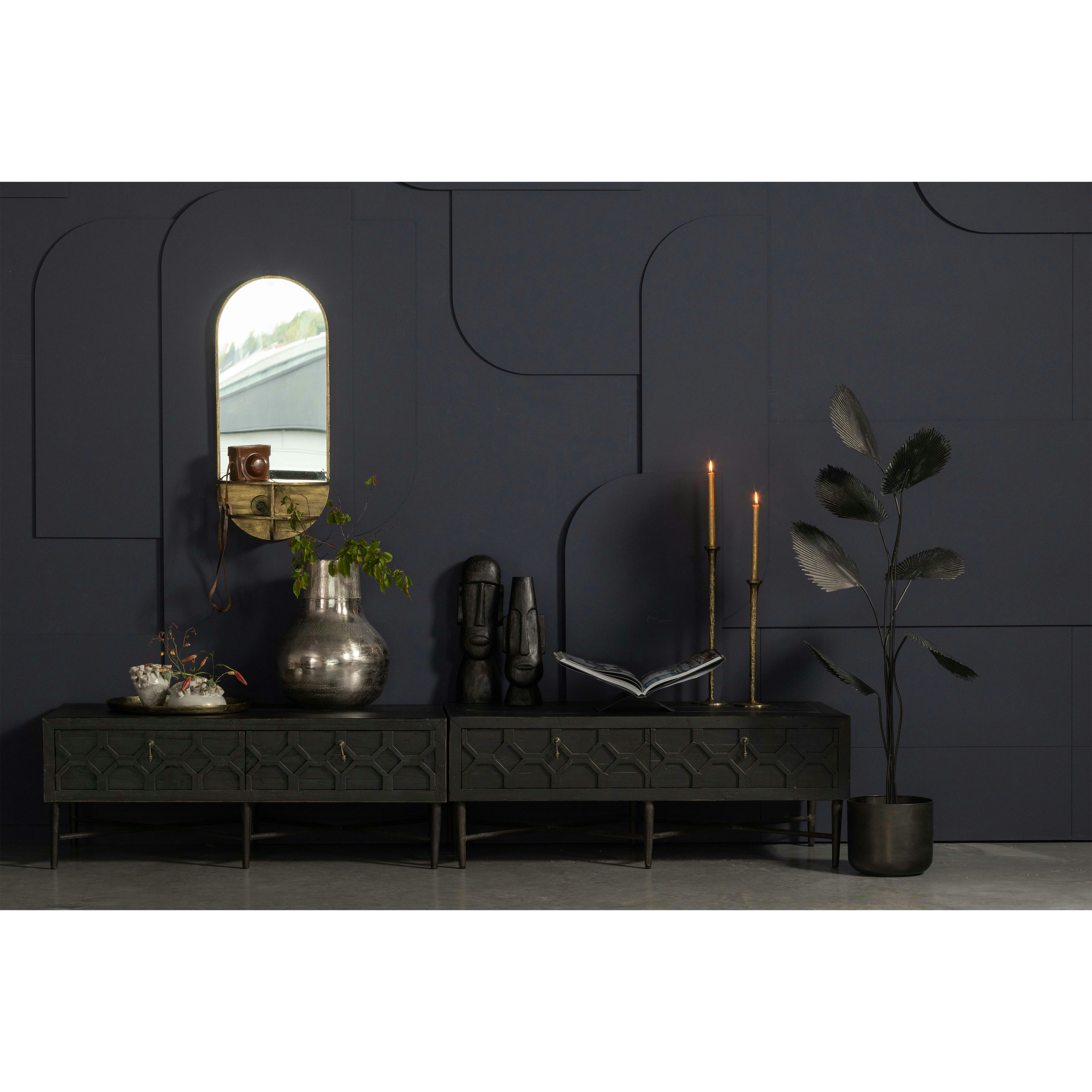 METAL - Vase déco en métal vase á fleurs argent 46x36x36