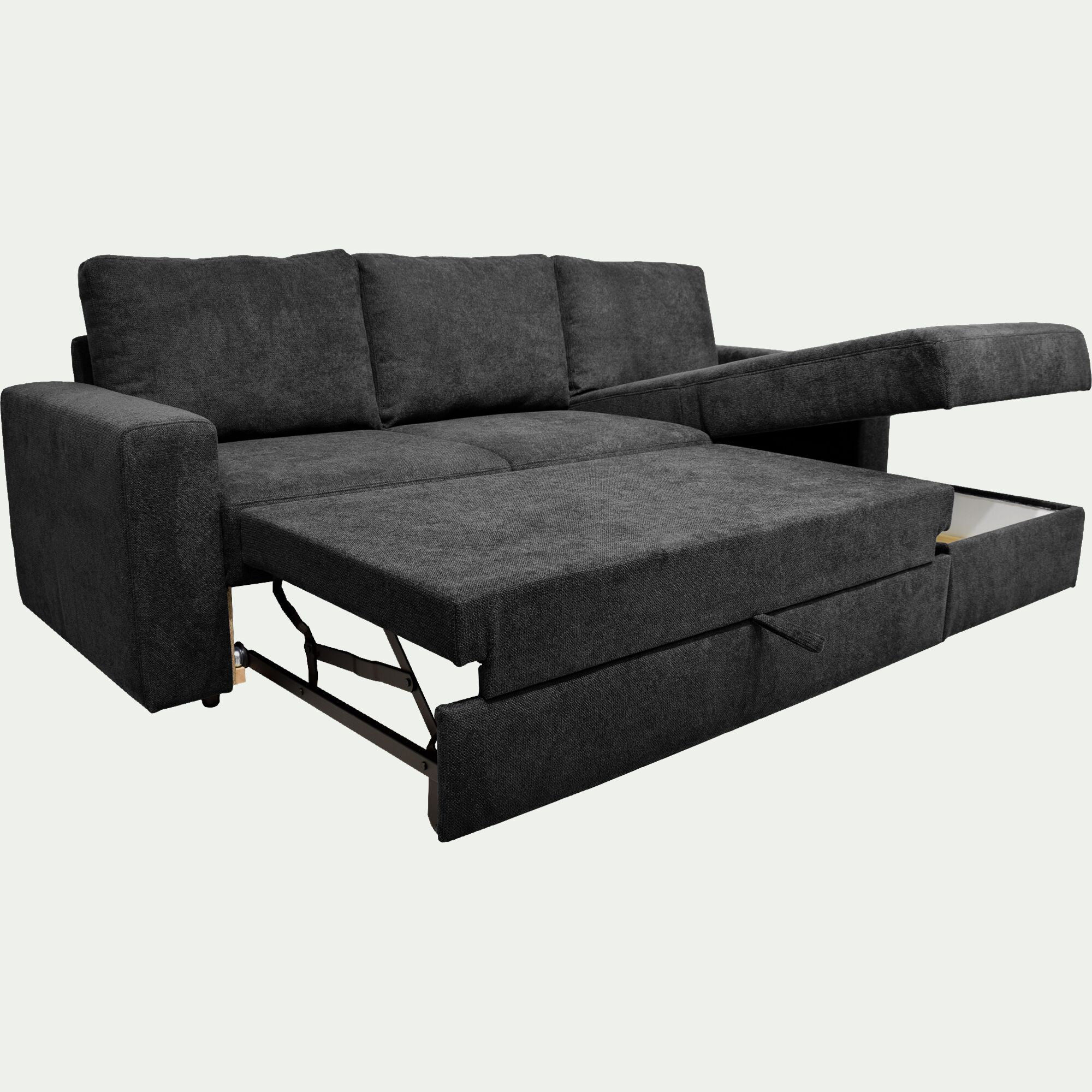 HONORE - Canapé d'angle réversible convertible en tissu tramé - gris ardoise