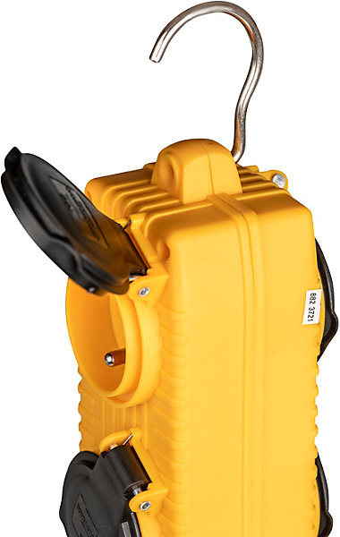 Brennenstuhl Rallonge de chantier 10 m H07RN-F 3G1,5 avec Powerblock 4 prises 16A IP44 - Noir Jaune.