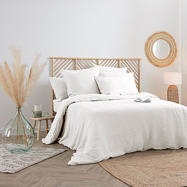Housse de couette Linah - blanc - lin lavé 260x240 cm - Atmosphera