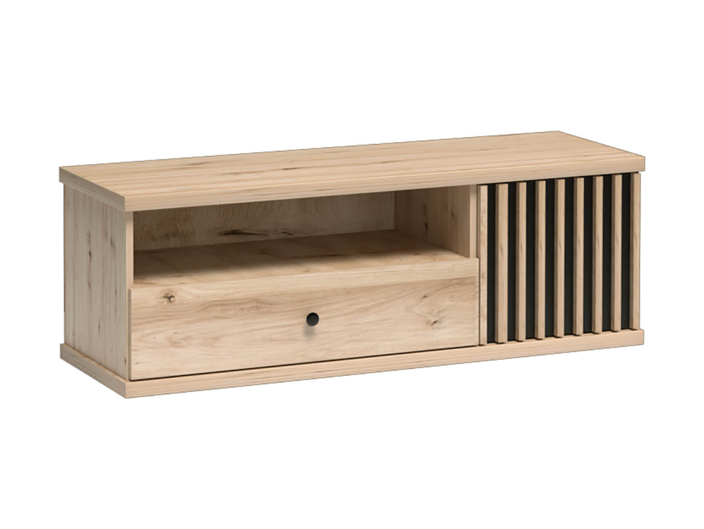 Szafka RTV 124cm CALI C-7 lamele 1 szuflada 1 półka 1 drzwi dąb artisan