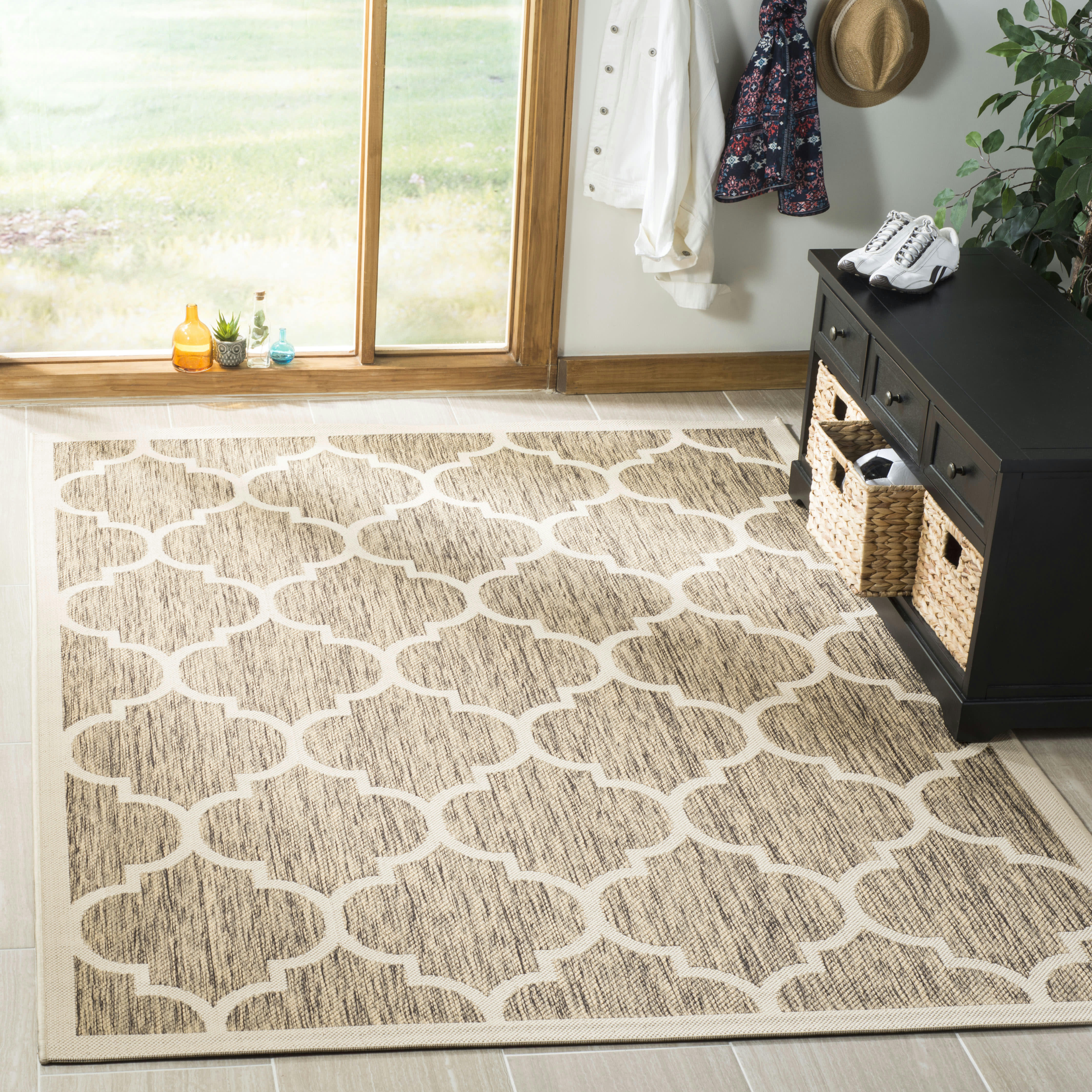 COURTYARD - Tapis interieur & exterieur en marron & beige, 122 x 170 cm