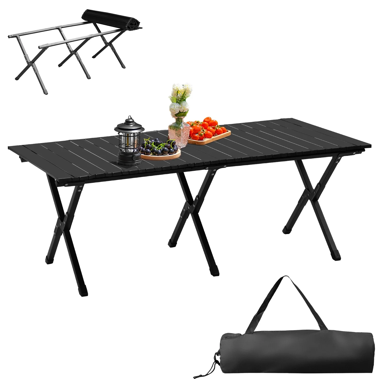 Folding Camping Table Portable Picnic Table, Lightweight Roll-up Side Table for Outdoor Hiking, Travel, Backyard BBQ,