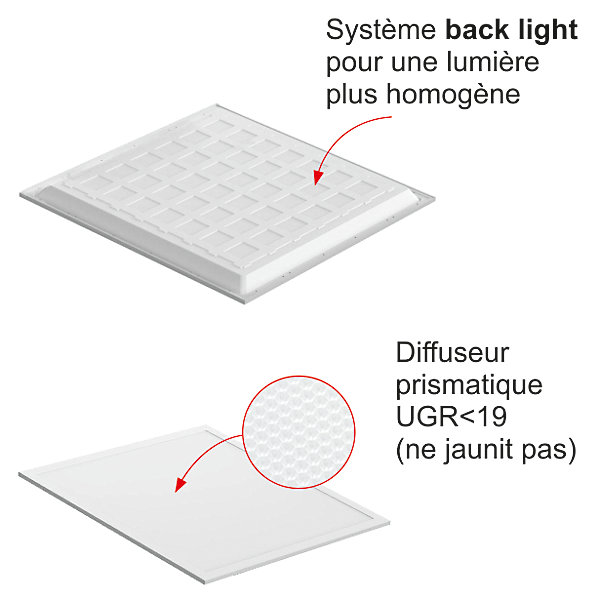 Dalle LED 38W 60x60 UGR19 3800lm 6500K - garantie 5 ans