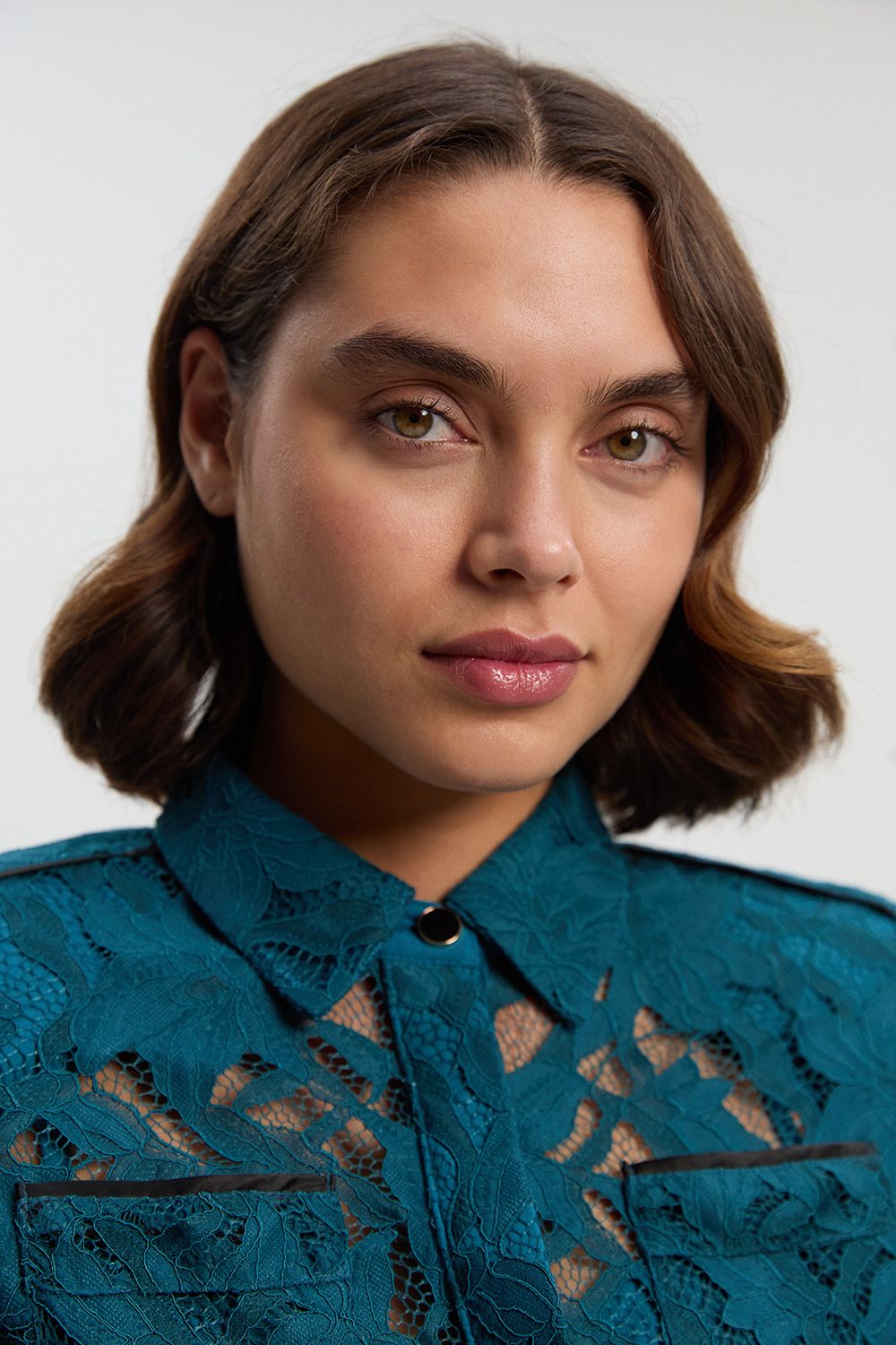 KarenMillen Tipped Corded Lace Pocket Detail Woven Top