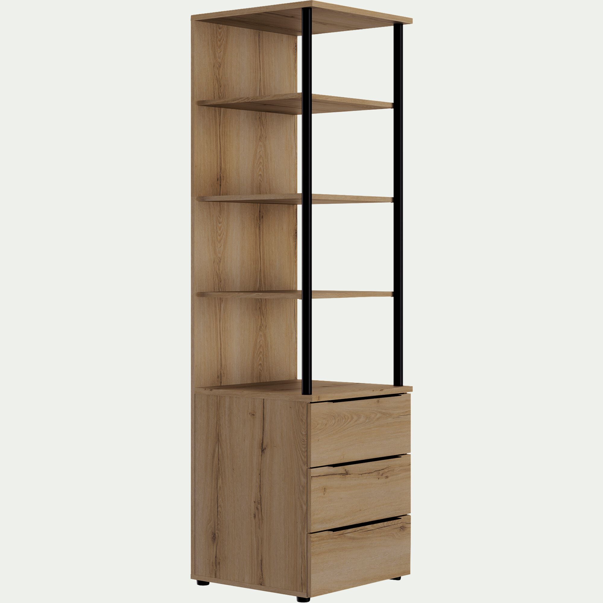 LUCIAN - Colonne de rangement 3 tiroirs en bois H210cm - bois clair
