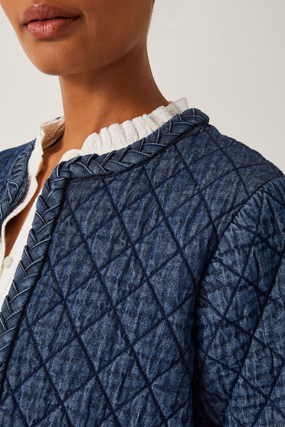 Monsoon Martha Denim Plait Jacket Blue