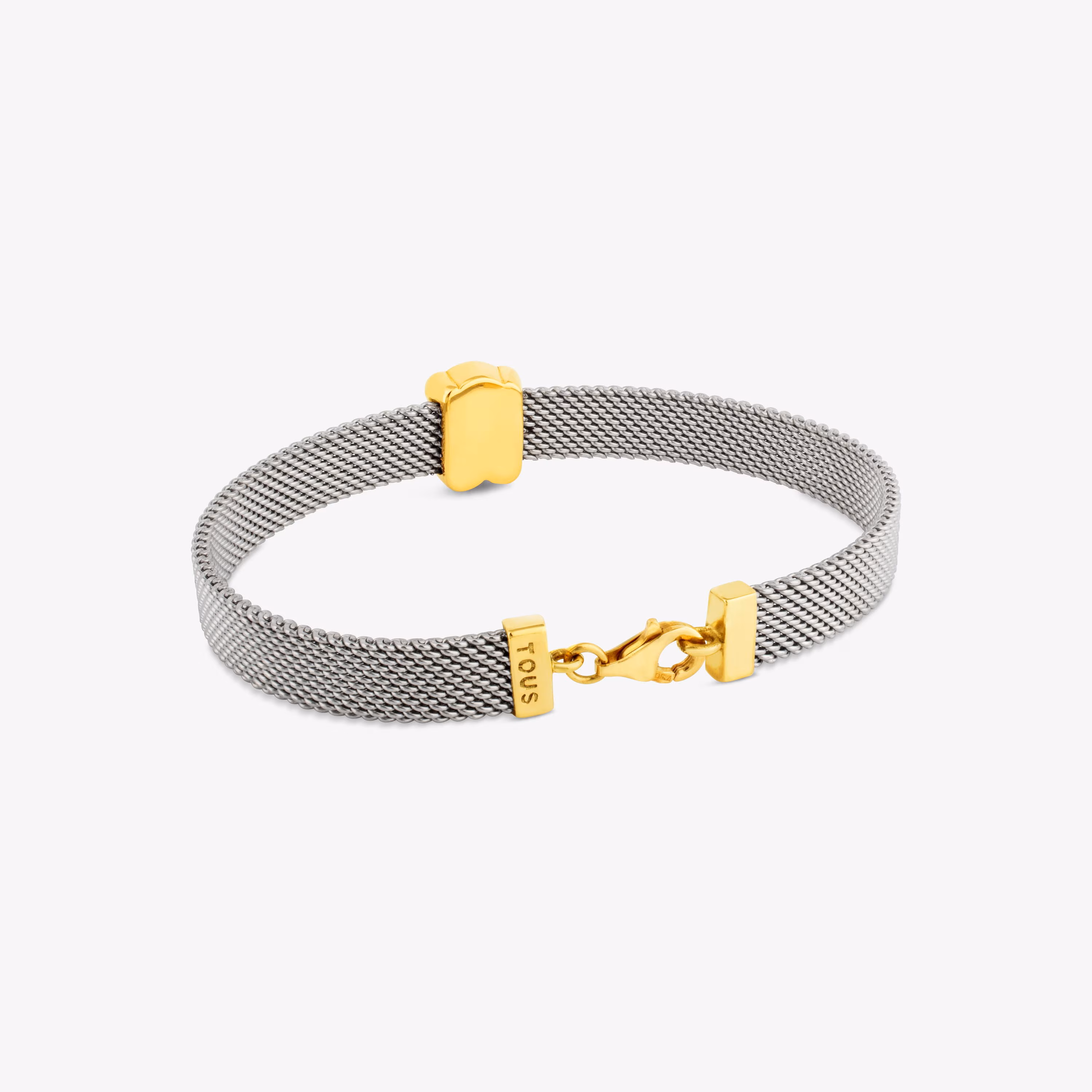 Pulsera de oro y acero 0,7cm Mesh