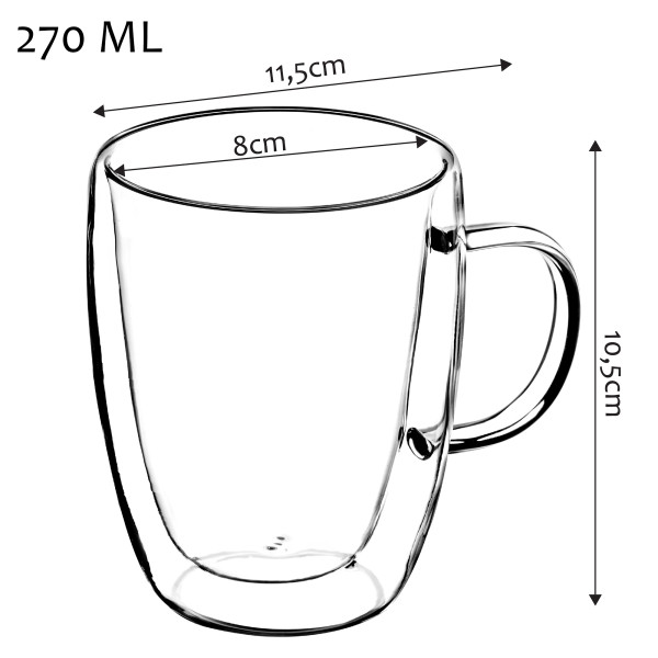 Szklanki Termiczne z Podwójną Ścianką 270 ml 2szt