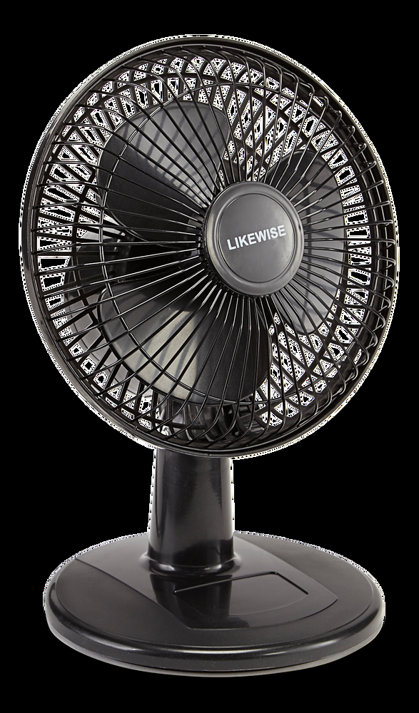 For Living Tilt-Head Table/Desk Fan w/Clip, 2-Speed, Black, 6-in
