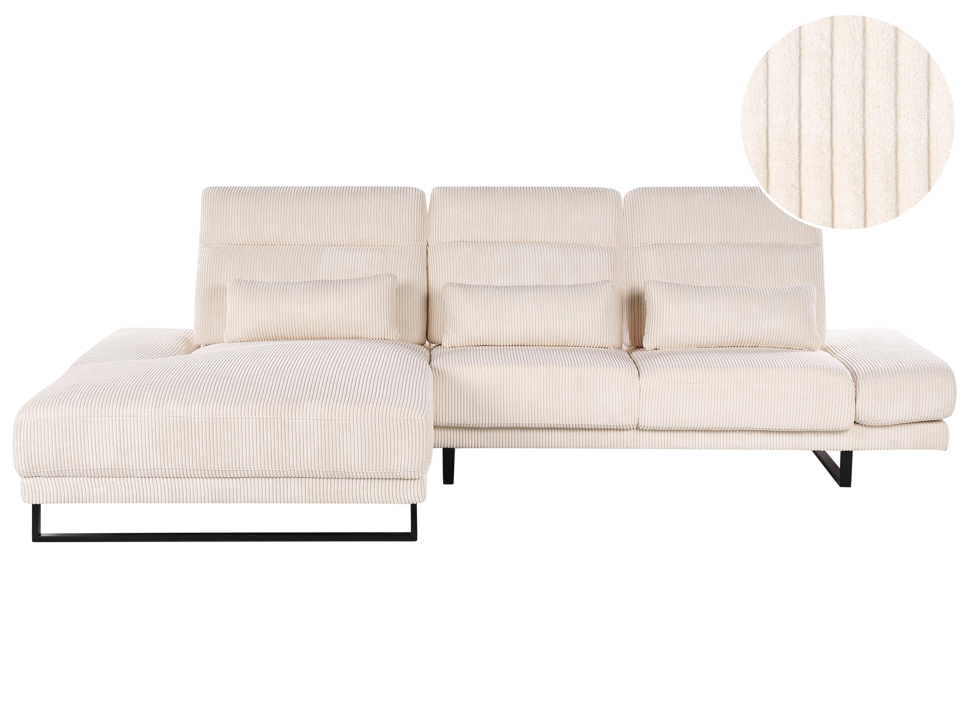 Corner Sofa 4 Seater IKAST Corduroy Beige Left Hand