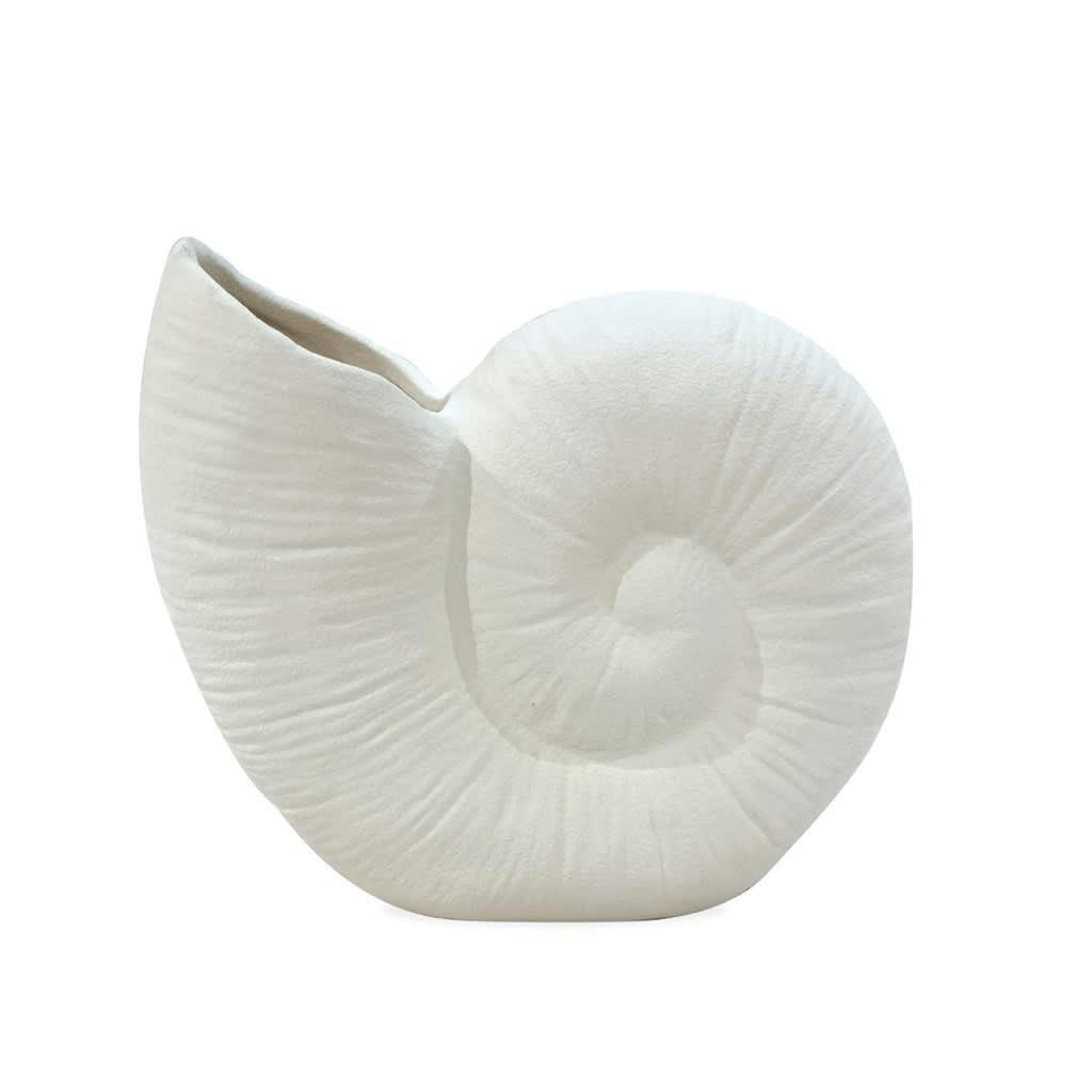 - Vase céramique coquillage blanc texturé L20.7cm