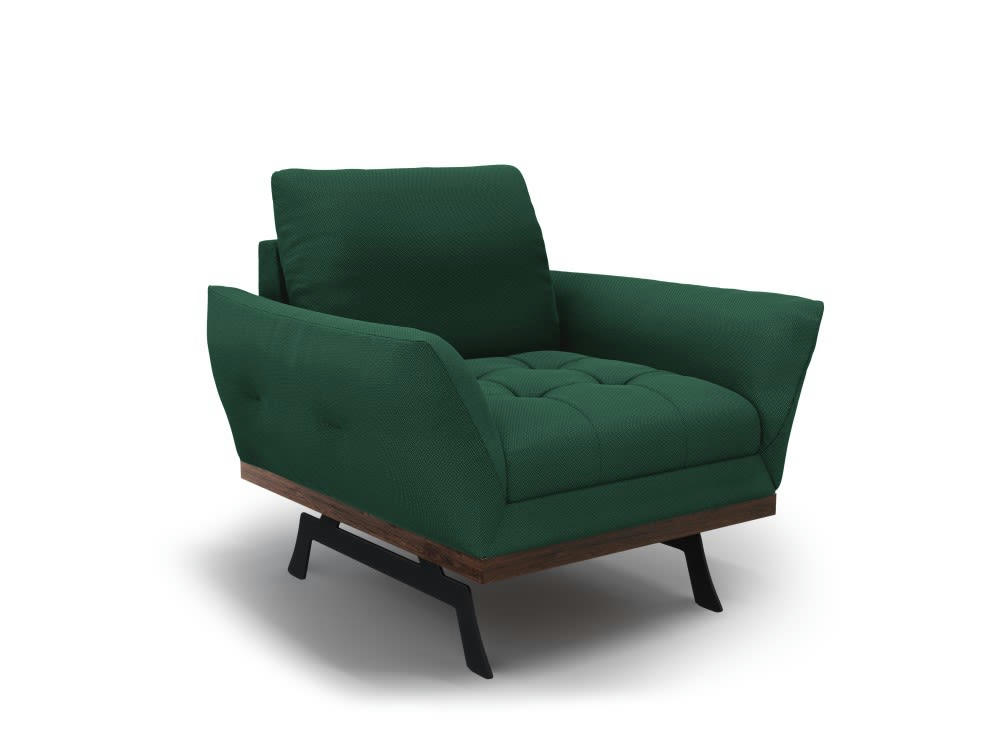 OLIVIER - Fauteuil 1 place en tissu structuré vert