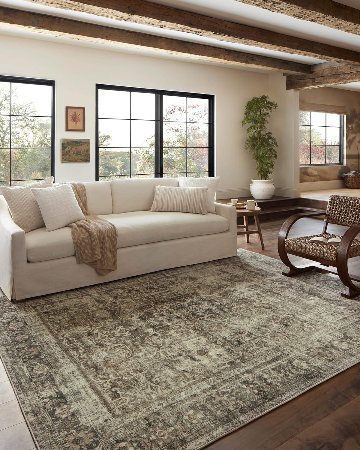 Loloi Magnolia Home by Joanna Gaines Sinclair Collection SIN-01 Pebble/Taupe 7'-6 x 9'-6, .25 Pile Height, Machine Washable, Area Rug