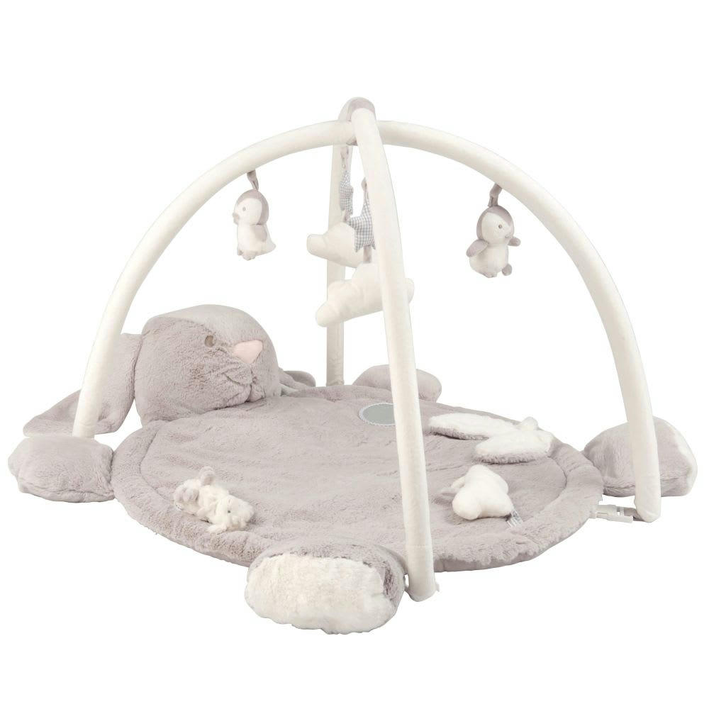 ARTHUR - Tapis d'éveil bébé rond lapin gris D90