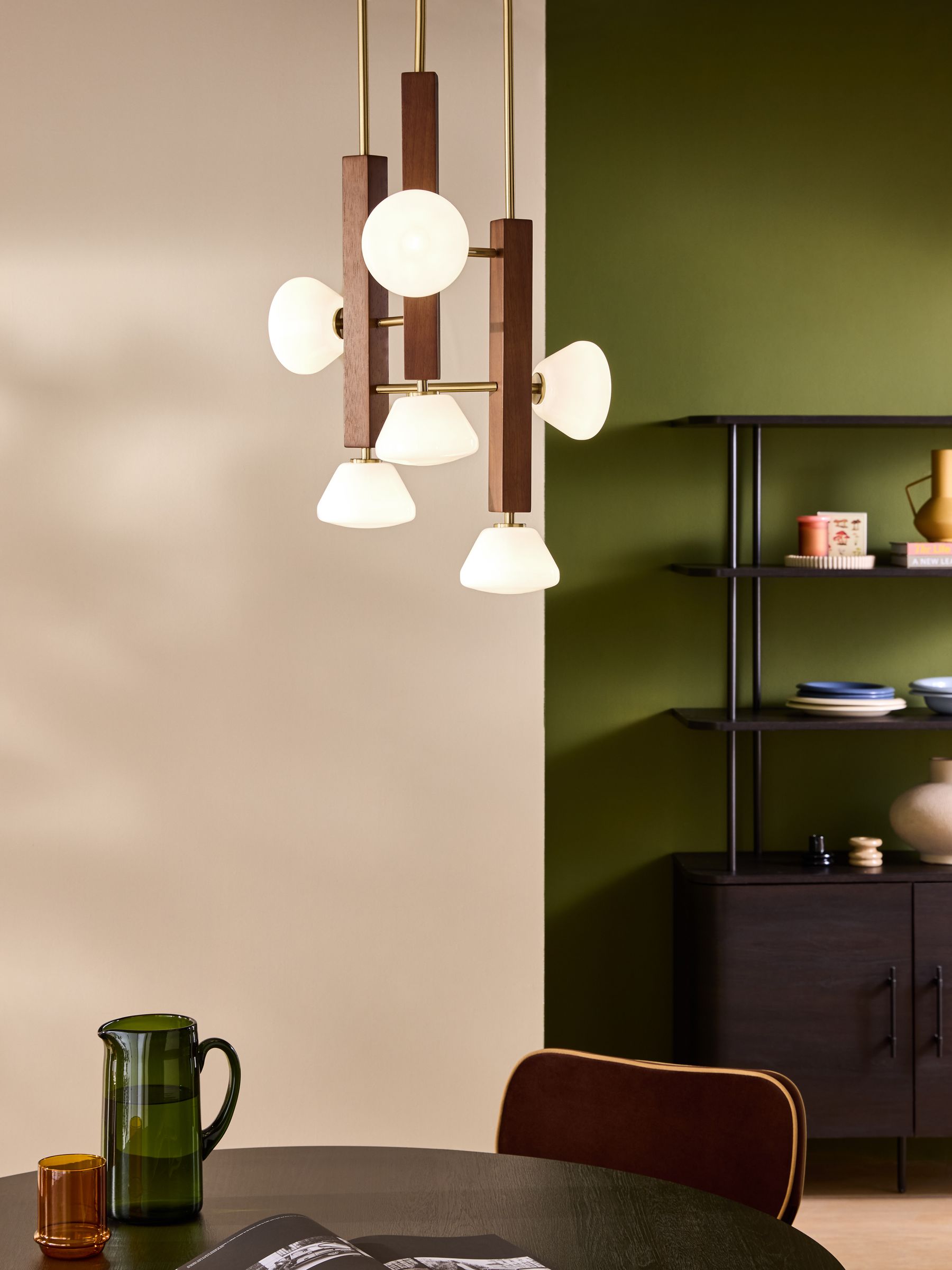 Cillian 6 Light Cluster Pendant Light in Dark Wood